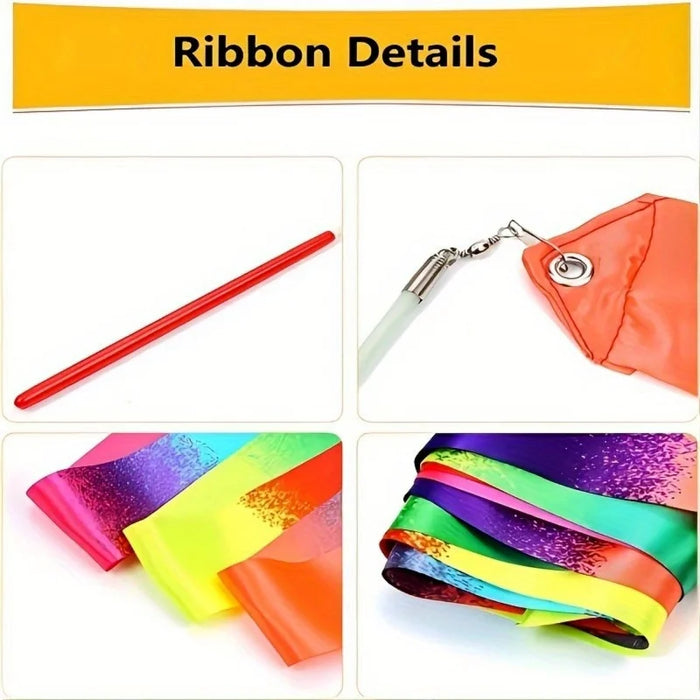 2 Pack Rainbow Dance Ribbons With Stick For Kids