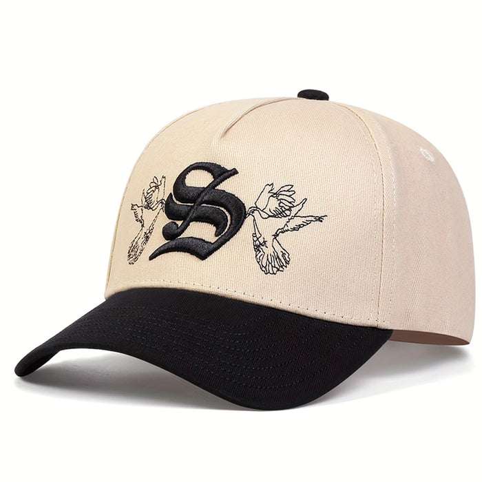 Embroidered S Letter Snapback Baseball Cap Unisex Outdoor Adjustable Hat