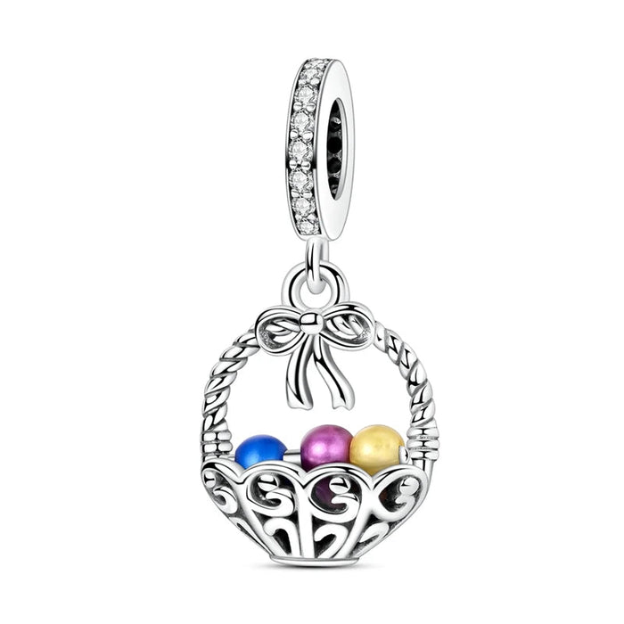 925 Sterling Silver Easter Egg Pendant Charm For Women Diy Jewelry