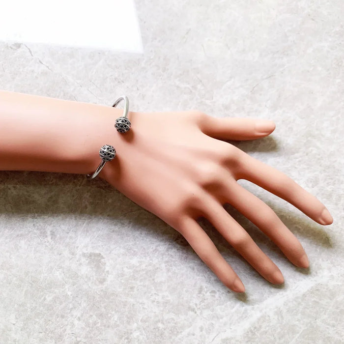 925 Sterling Silver Zig Zag Bracelet Bangle European Style For Women & Men