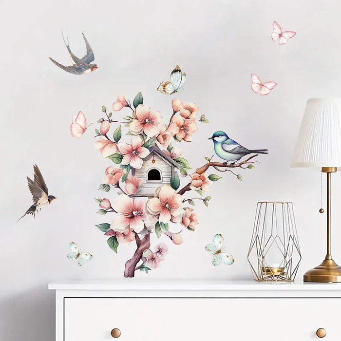Watercolour Flower & Bird Wall Stickers For Home Decor