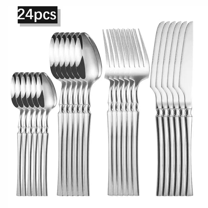 4 / 16 / 24 Piece Stainless Steel Cutlery Set For Restaurant Banquets