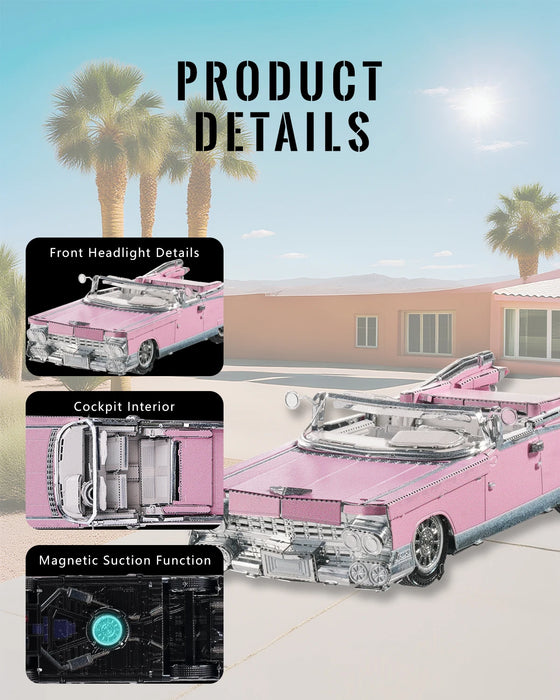 Classic Pink Cabriolet Fridge Magnet 3D Metal Kit
