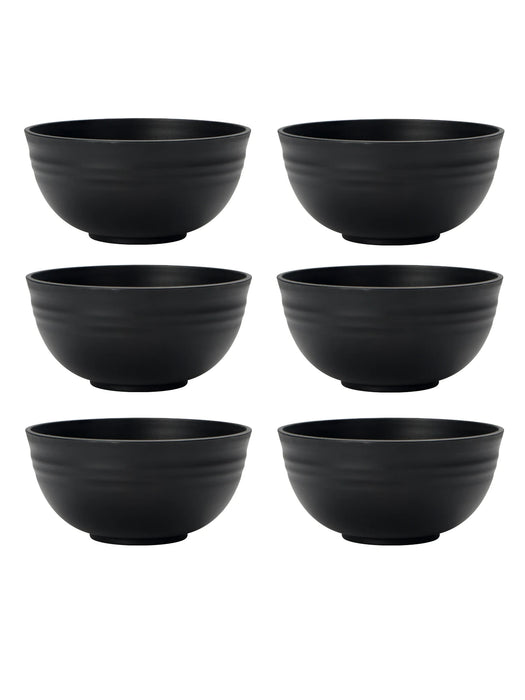 4 / 6 / 8 Piece Reusable Black Plastic Dinner Bowls Ideal For Food Dessert Camping