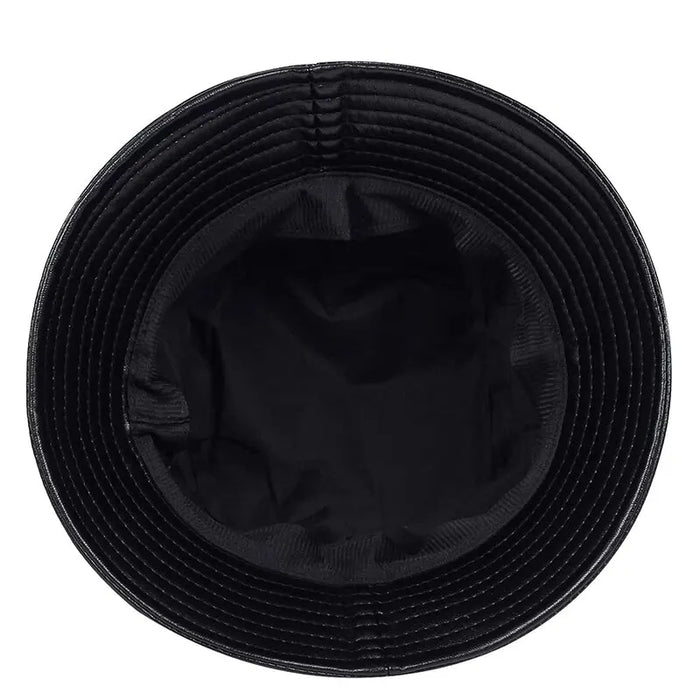 Stylish Unisex Pu Leather Bucket Hat For Outdoor Sun Protection