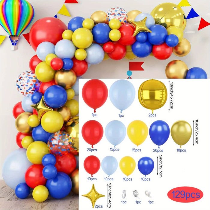 121Pcs Super Man Blue Red Yellow Balloon Wreath Arch Set 10” Boy'S Birthday Party Interior Decoration Supplies Party Needs