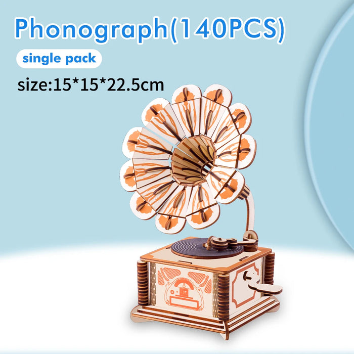 Wooden 3D Phonograph Puzzle For Kids