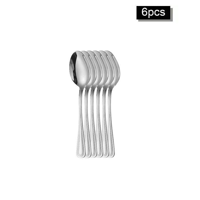 6 / 30 Piece Retro Bead Stainless Steel Tableware Set With Knife Fork And Spoon