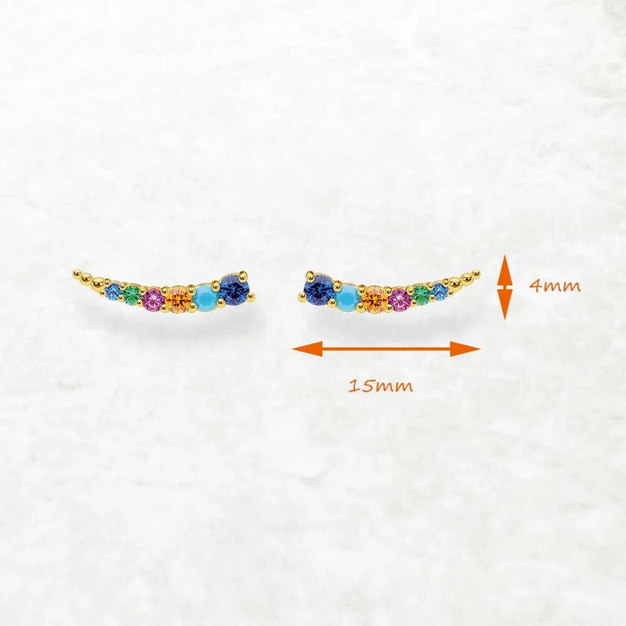 925 Sterling Silver Colourful Stone Ear Climbers For Women