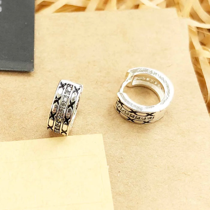 925 Sterling Silver Creole Hoop Earrings Ethnic Asian Ornaments Fine Jewelry For Women And Men