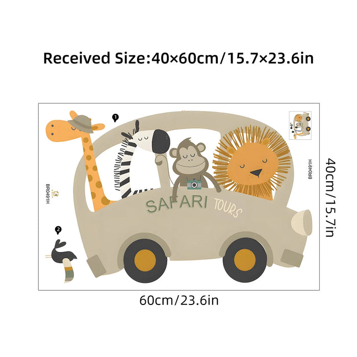 Adorable Giraffe & Lion Cartoon Wall Sticker Kids Room Decor