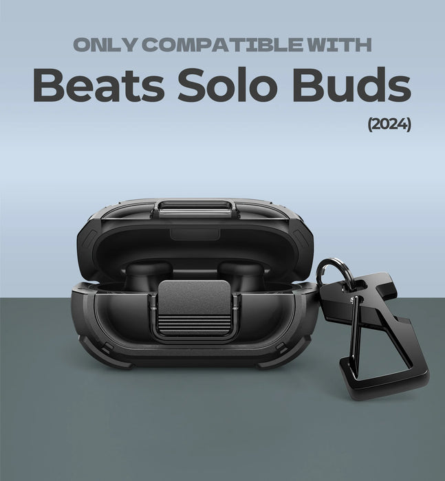 For Beats Solo Buds Shockproof Rugged Bumper Case Protective Case With Drop-Proof Lock & Carabiner Keyring Cleaner Kit
