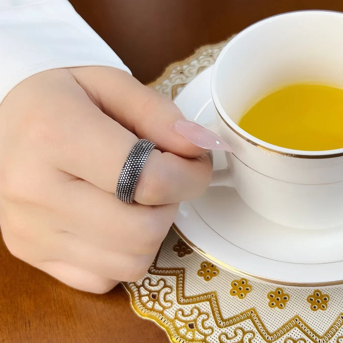 925 Sterling Silver Autumn Relief Band Ring Ethnic Jewelry For Women & Men