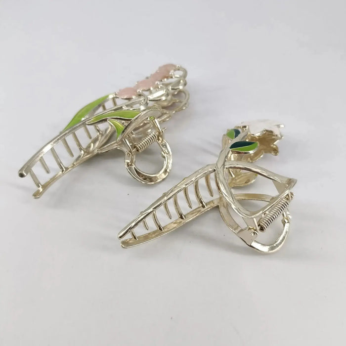 2 Piece Lily Lotus Flower Hair Claw Set for Women