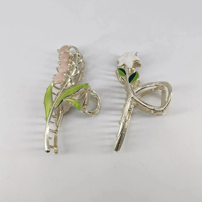 2 Piece Lily Lotus Flower Hair Claw Set for Women