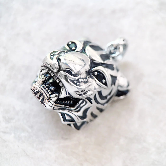 925 Sterling Silver Blackened Tiger Pendant Punk Jewelry Lucky Gift For Men & Women