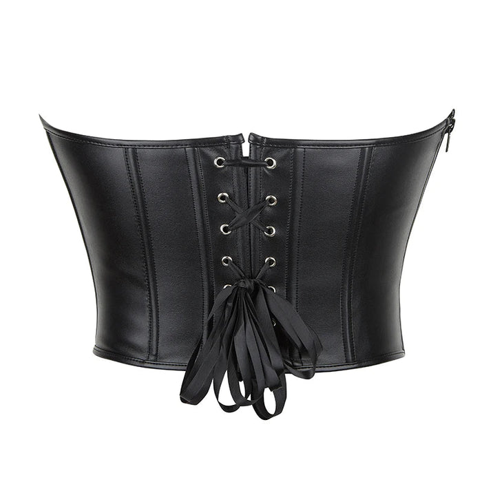 Steampunk Cropped Top Black Frill Retro Corset With Zipper Plus Size S-Xxl