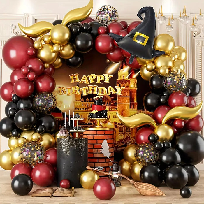 118Pcs Magic School Balloon Flower Ring Arch Set Magic School Theme Aluminum Film Balloon Birthday Decoration Magic Theme