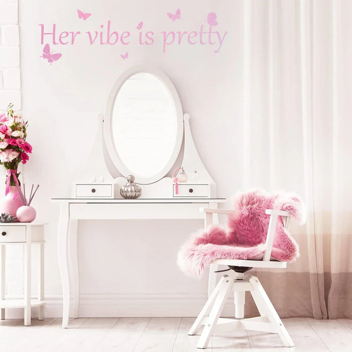 Pretty Pink Text Wall Sticker For Girls Room Decor