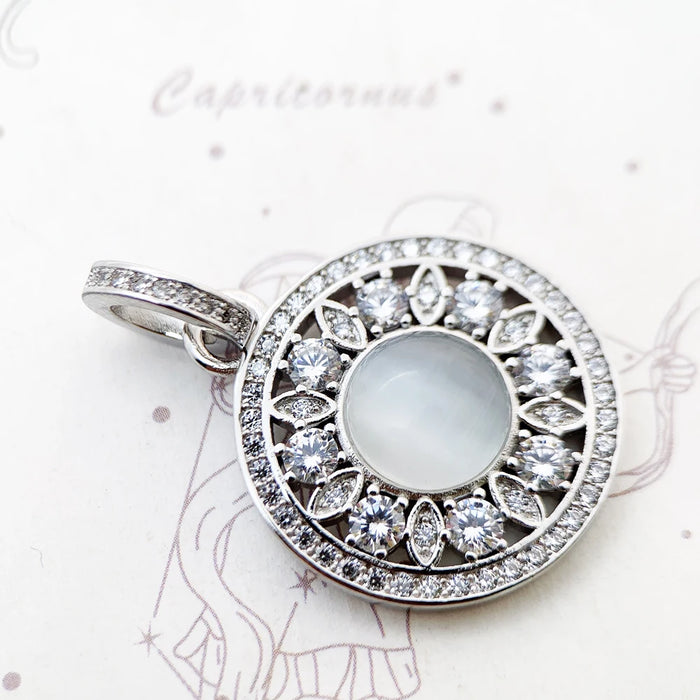 925 Sterling Silver Romantic White Stone Pendant Accessory For Women