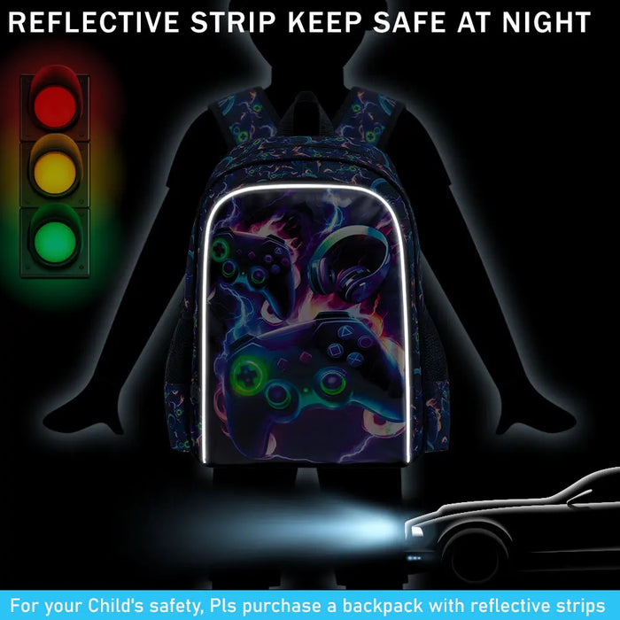 3 Piece Game Backpack Set For Boys 16 Inch Bookbag Lunch Box Preschool To Elementary