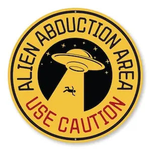 Sci-Fi Area Sign Home Decor Man Cave Gift Kid Room Decor Ufo Lover Round Metal