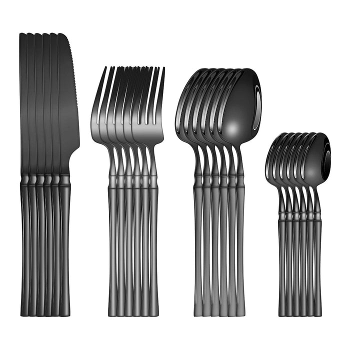 4 / 6 / 16 / 24 Piece Black Stainless Steel Tableware Set For Home Hotel And Kitchen Use