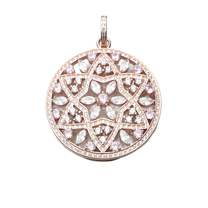 925 Sterling Silver Rose Gold Flower Pendant Love Jewelry For Women