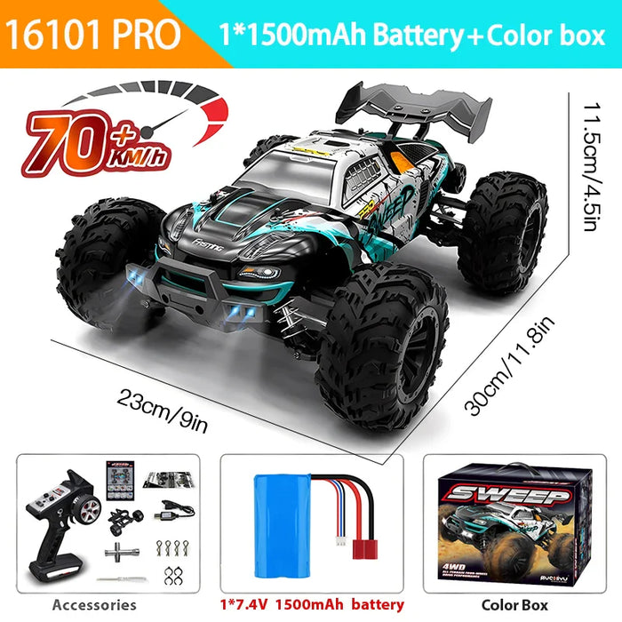 High Speed 4wd Rc Car LED Remote Control 70km/h or 50km/h Drift Monster Truck for Kids