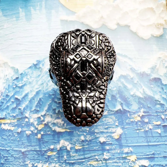 925 Sterling Silver Crocodile Head Cocktail Ring Fine Jewelry For Men & Women
