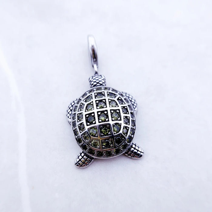 925 Sterling Silver Green Turtle Pendant Fashion Jewelry For Women & Men