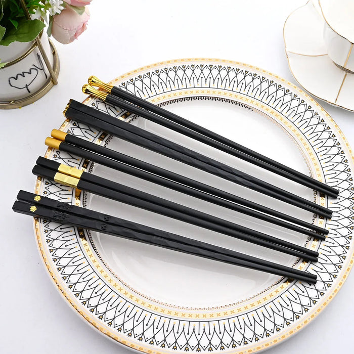 5 Pairs Korean & Japanese Alloy Chopsticks Reusable Sushi Sticks