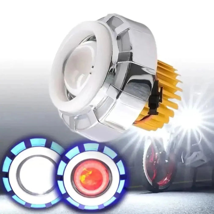 Motorcycle Dual Led Angel Devil Eyes Headlight High / Low Beam Strobe Spotlight
