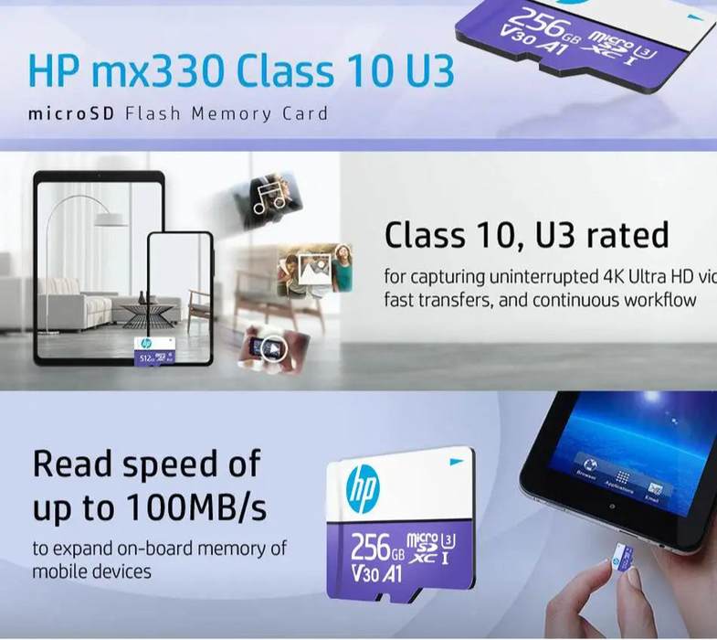 HP High Speed 256gb Memory Card 128gb Camera / Phone / Recorder Tf Storage Class10 A1 U3 4k