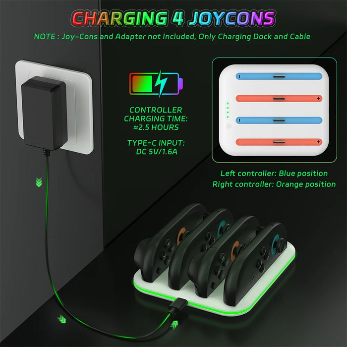 For Switch 2 Charging Dock Station Led Indicator Joy-Con Controller Charging Stand Charger For Nintendo Switch 2 Charger Stand