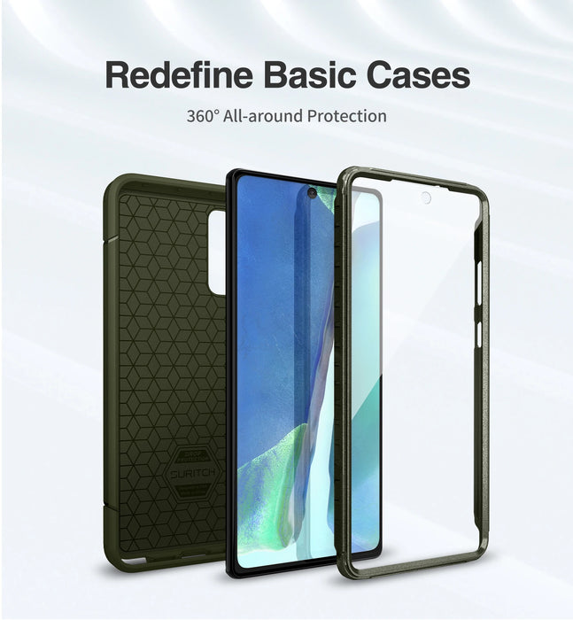 For Samsung Galaxy Note 20 Full Body Shockproof Armor Rugged Bumper Case With 2 Front Frames Built-In Screen Protector