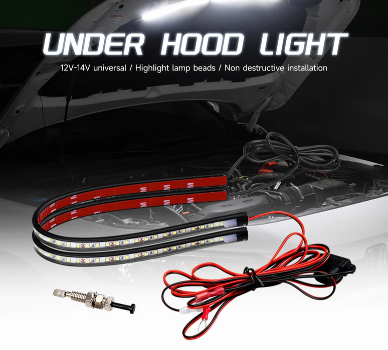 Waterproof 2-In-1 Car Led Under Hood Work Light Kit Fits Any Vehicle 12V