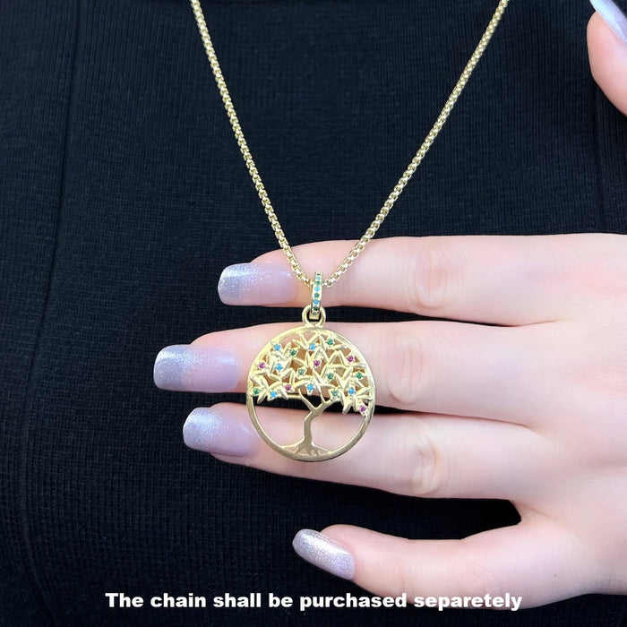 925 Sterling Silver Colourful Golden Tree Pendant Fine Jewelry For Women