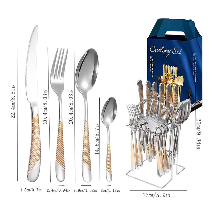 24 Piece Stainless Steel Tableware Set With Star Design