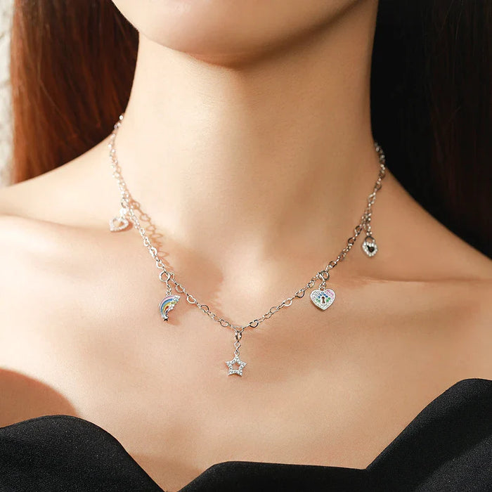 925 Sterling Silver Sparkling Cz Star Pendant For Women Bracelets