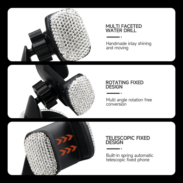 Rotating Diamond Car Phone Holder Air Outlet Mount For Women