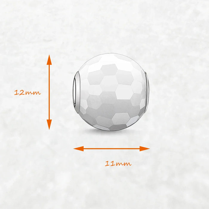 925 Sterling Silver White Facted Beads Trendy Jewelry Accessory For Women & Men