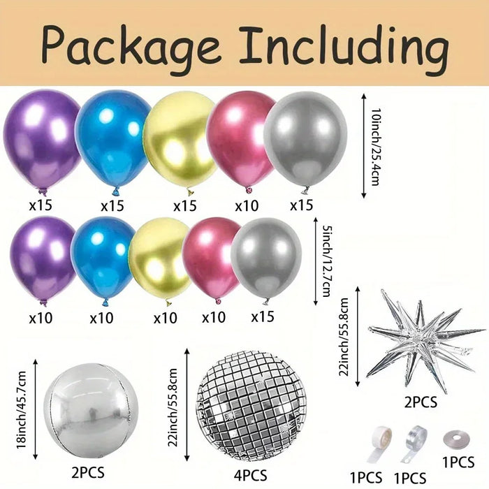136Pcs Disco Ball Balloon Arch Kit For Bachelors Cocktail Parties Proms And Summer Parties Graduations Holiday Decorations