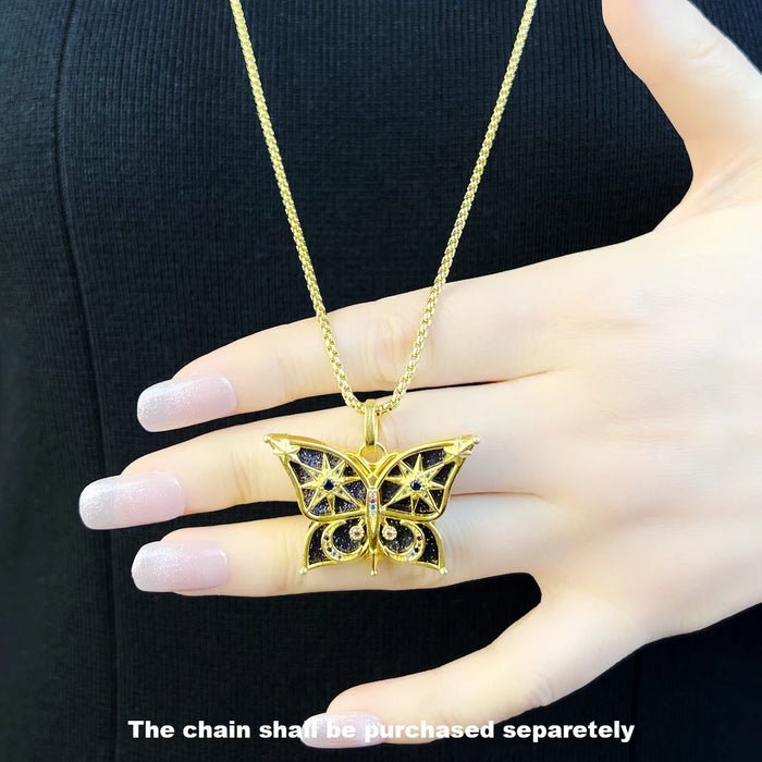 925 Sterling Silver Boho Star & Moon Butterfly Pendant Summer Gift For Her