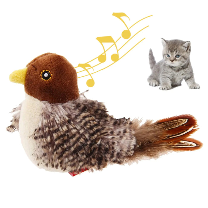 Interactive Cat Toy With Sounds Brown Bird Hedgehog Mouse