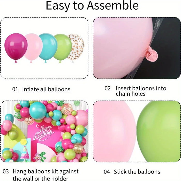 132Pcs Hawaiian Themed Balloon Set Suitable For Pool Barbecue Parties Birthday Anniversaries Adult Party Decorations