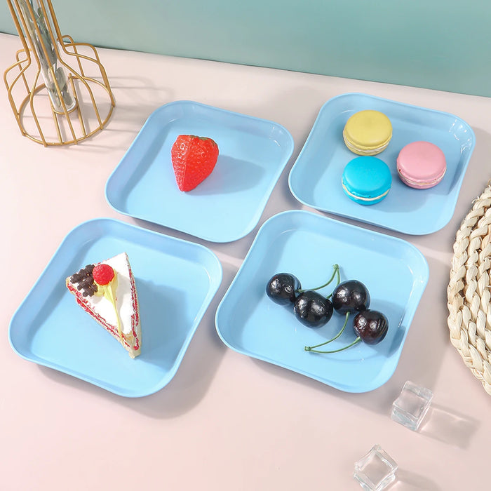 4 / 8 / 12 Piece Reusable Light Blue Snack Plates