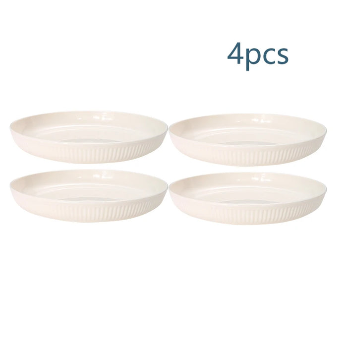 2 / 4 / 6 Piece Reusable Beige Plastic Plates