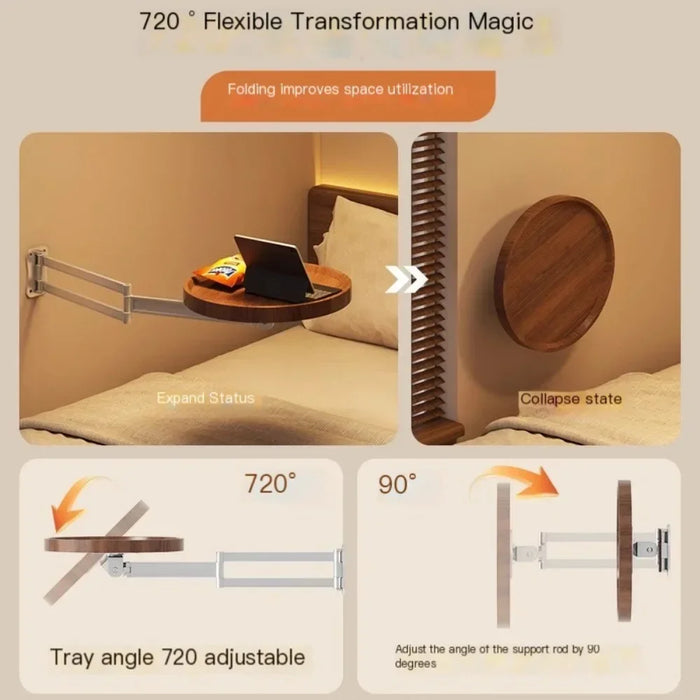 Compact Wall Mounted Bedside Table With Storage Shelves