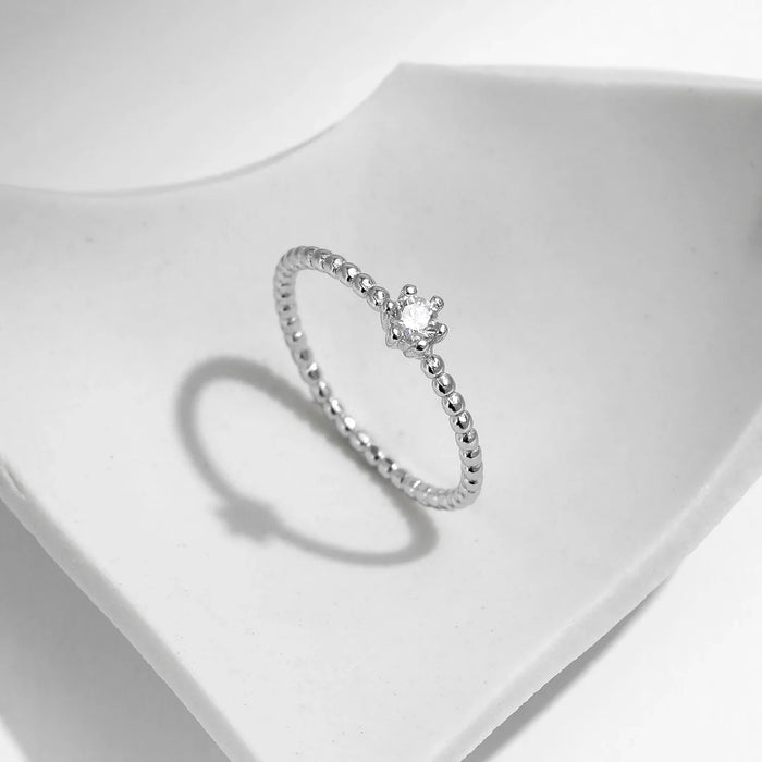 925 Sterling Silver Round Moissanite Stackable Ring For Women